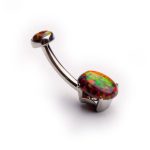 Fire opal navel bar