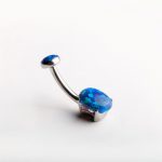 Blue opal navel bar