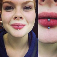 vertical lip piercing by Tabatha Andreason