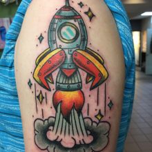 Teemu rocket ship tattoo