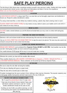 Safe play piercing handout
